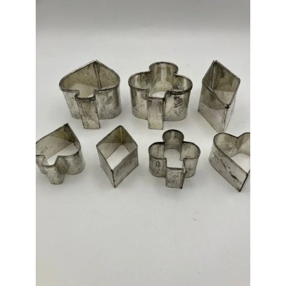 Vintage Card Suit Cookie Cutters Set of 7 Spade Club Diamond Heart‎ Baking